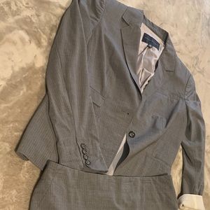 3 piece grey pinstripe skirt suit